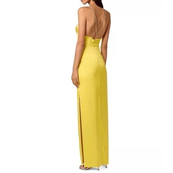 NWT Liv Foster Giselle Satin Long Dress in Solar Yellow - Size 0 - MSRP $295 - Picture 3 of 15